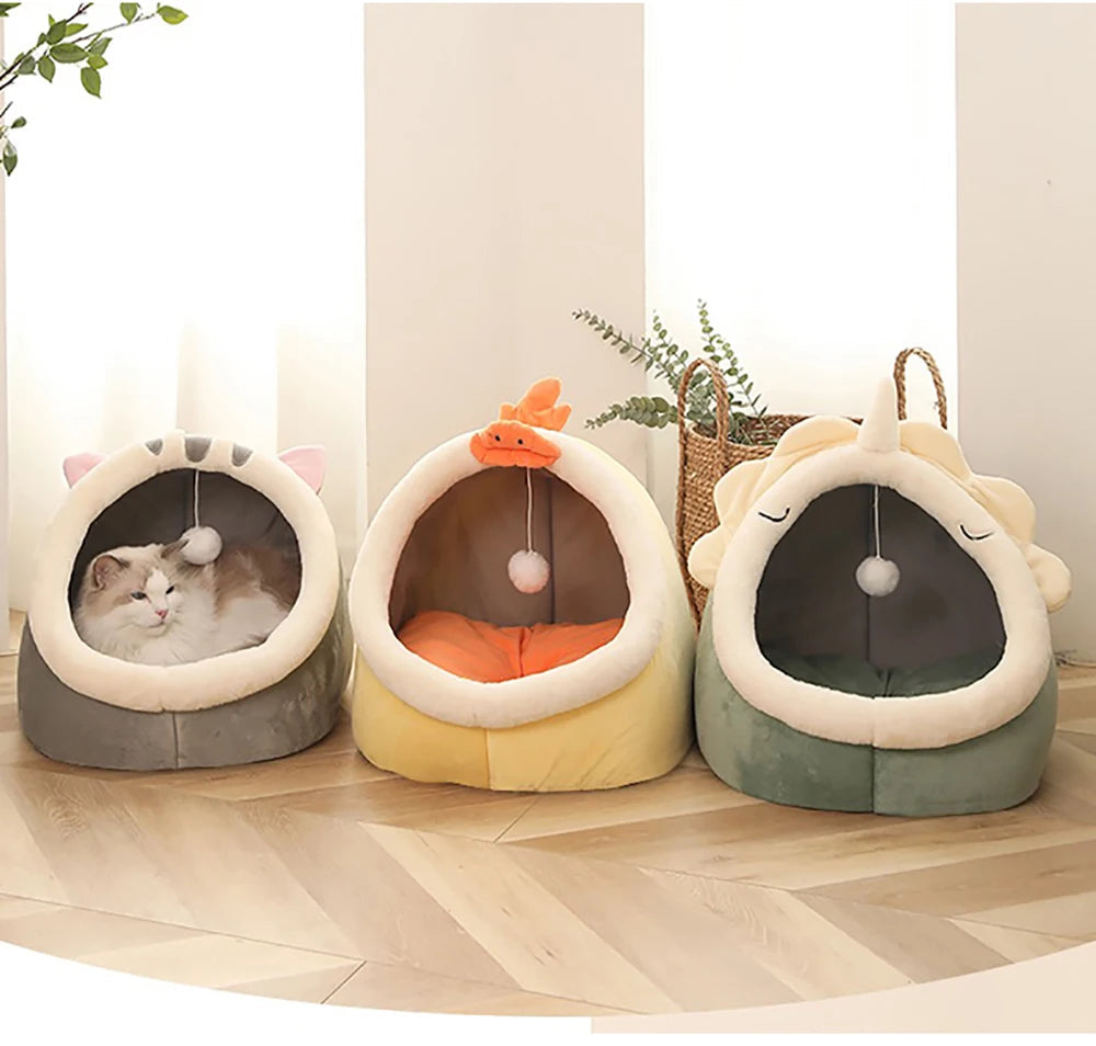 Deep Sleep Cat Bed Cartoon Pet Bed Foldable Removable Washable Pet Sleeping Bed for Small Dog Mat Bag Cave Cats Bed Brinira