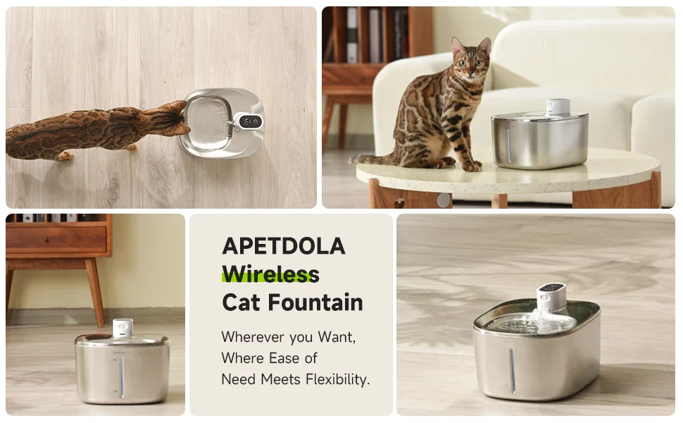 APETDOLA 4L Wireless Cat Water Fountain Auto Sensor Drinking Fountain For Cats Dog Drinker Pet Water Dispenser Accessories Brinira