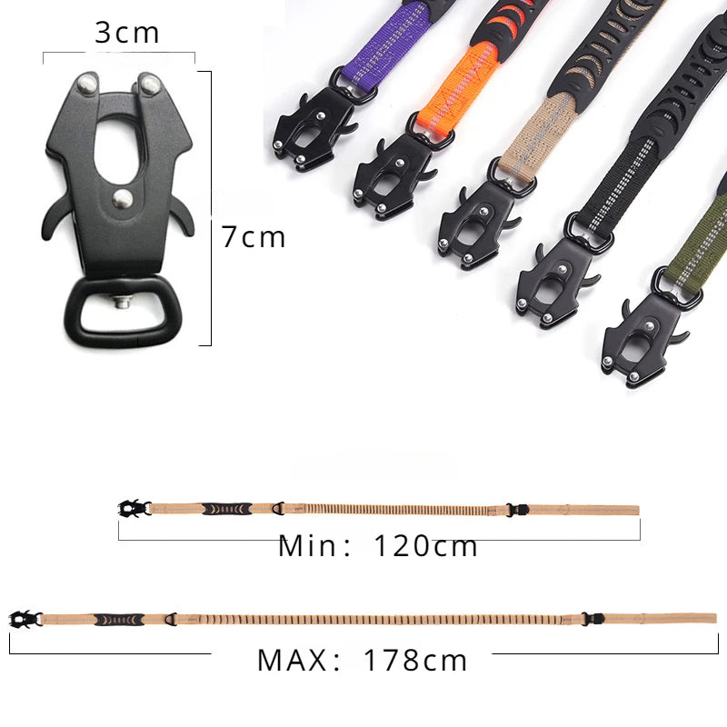 Reflective Shock Absorbing Pet Leashes with Car Seatbelt for Large Dogs Heavy Duty Tactical Bungee Dog Leash No Pull Dog Leash Brinira