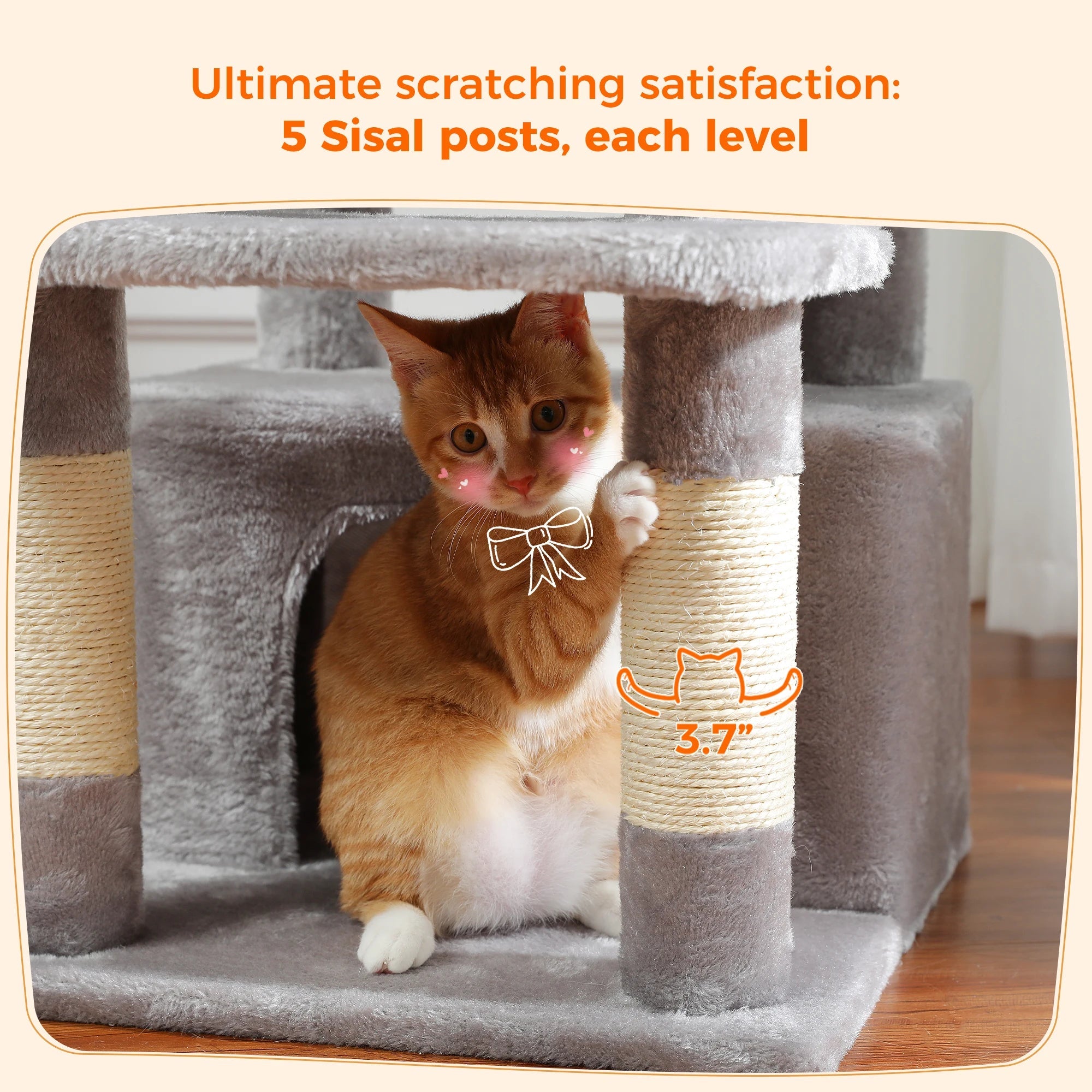 Large Cat Tree and Tower for Indoor Cats With Sisal-Covered Scratching Posts Spacious Hammock Padded Perches and Condos Cat Toys Brinira