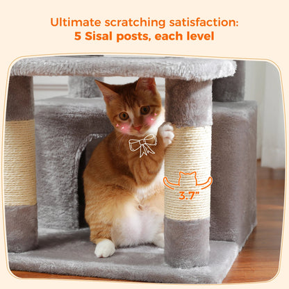 Large Cat Tree and Tower for Indoor Cats With Sisal-Covered Scratching Posts Spacious Hammock Padded Perches and Condos Cat Toys Brinira