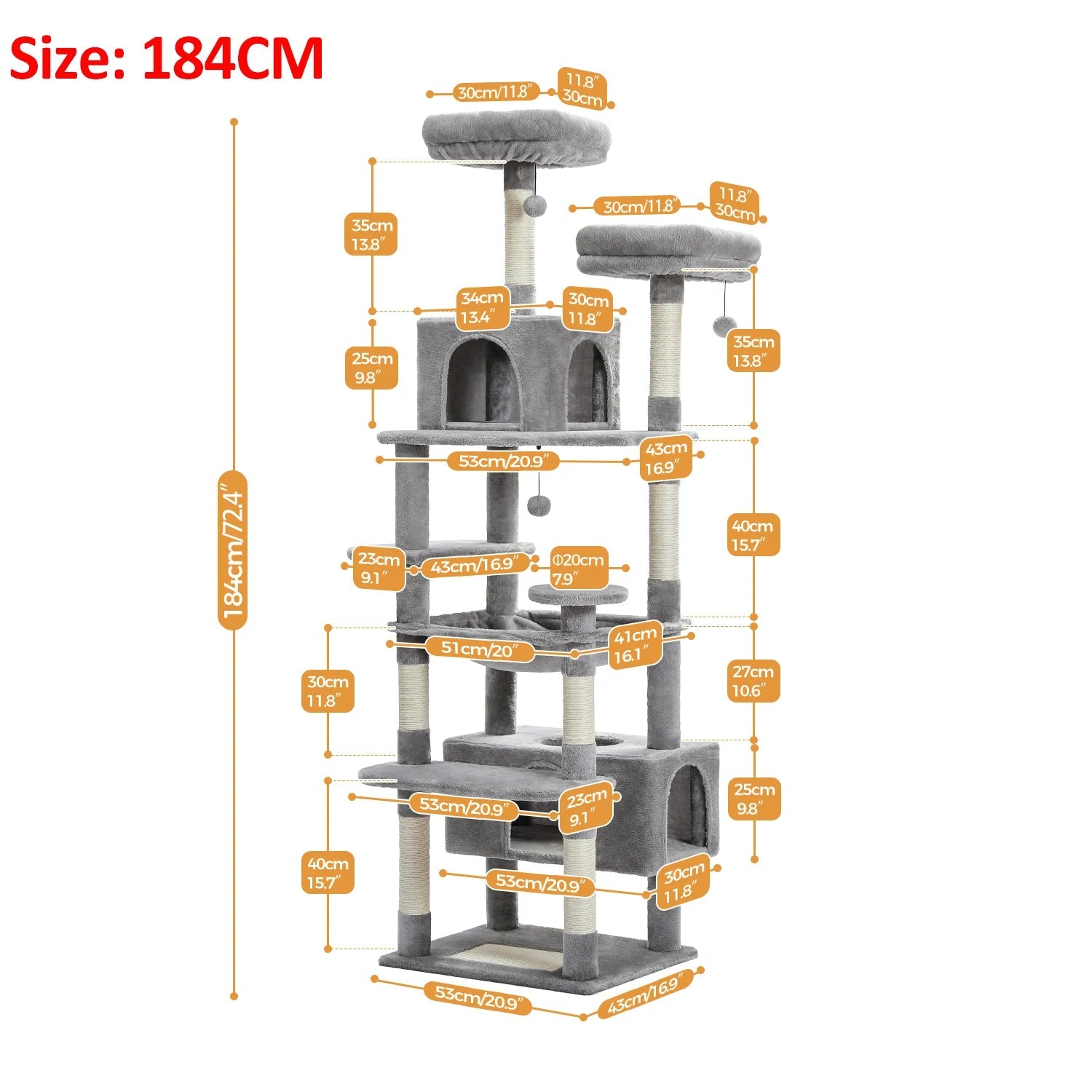 Large Cat Tree and Tower for Indoor Cats With Sisal-Covered Scratching Posts Spacious Hammock Padded Perches and Condos Cat Toys Brinira