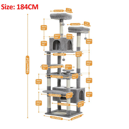 Large Cat Tree and Tower for Indoor Cats With Sisal-Covered Scratching Posts Spacious Hammock Padded Perches and Condos Cat Toys Brinira