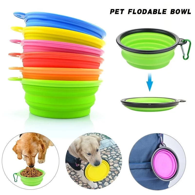 Portable Pet Food Bowl  Durable TPR Bowl  Cat and Dog Food Pet Silicone Collapsible Bowl Portable Travel Outdoor Water Food Bowl Brinira