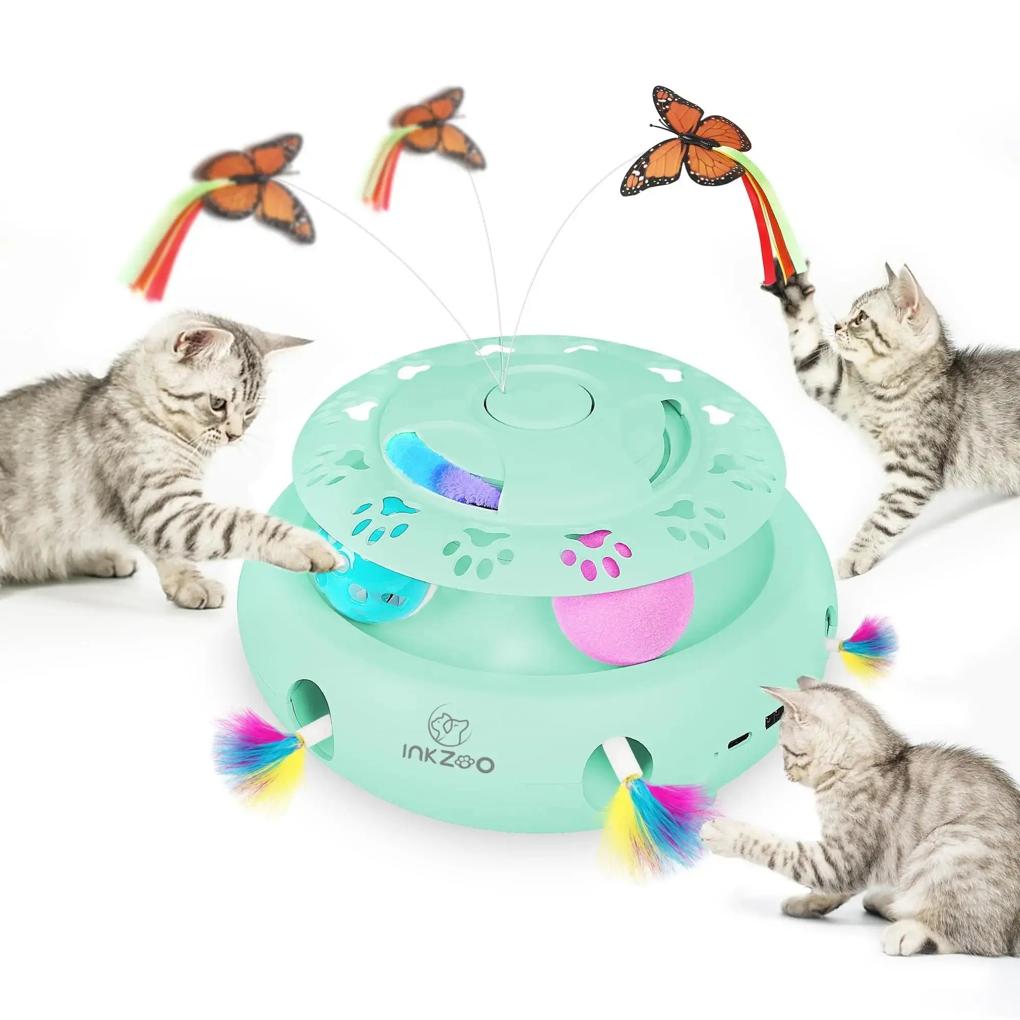 INKZOO Cat Toys, Interactive Cat Toys for Indoor Cats,  Smart Interactive Kitten Toy, Automatic 7 Holes Mice Whack-A-Mole Brinira