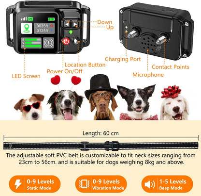 GPS Wireless Dog Fencing System - Electric dog fencing with GPS Electric Satellite Technology, Pet Fencing System Range 15~2000m Brinira