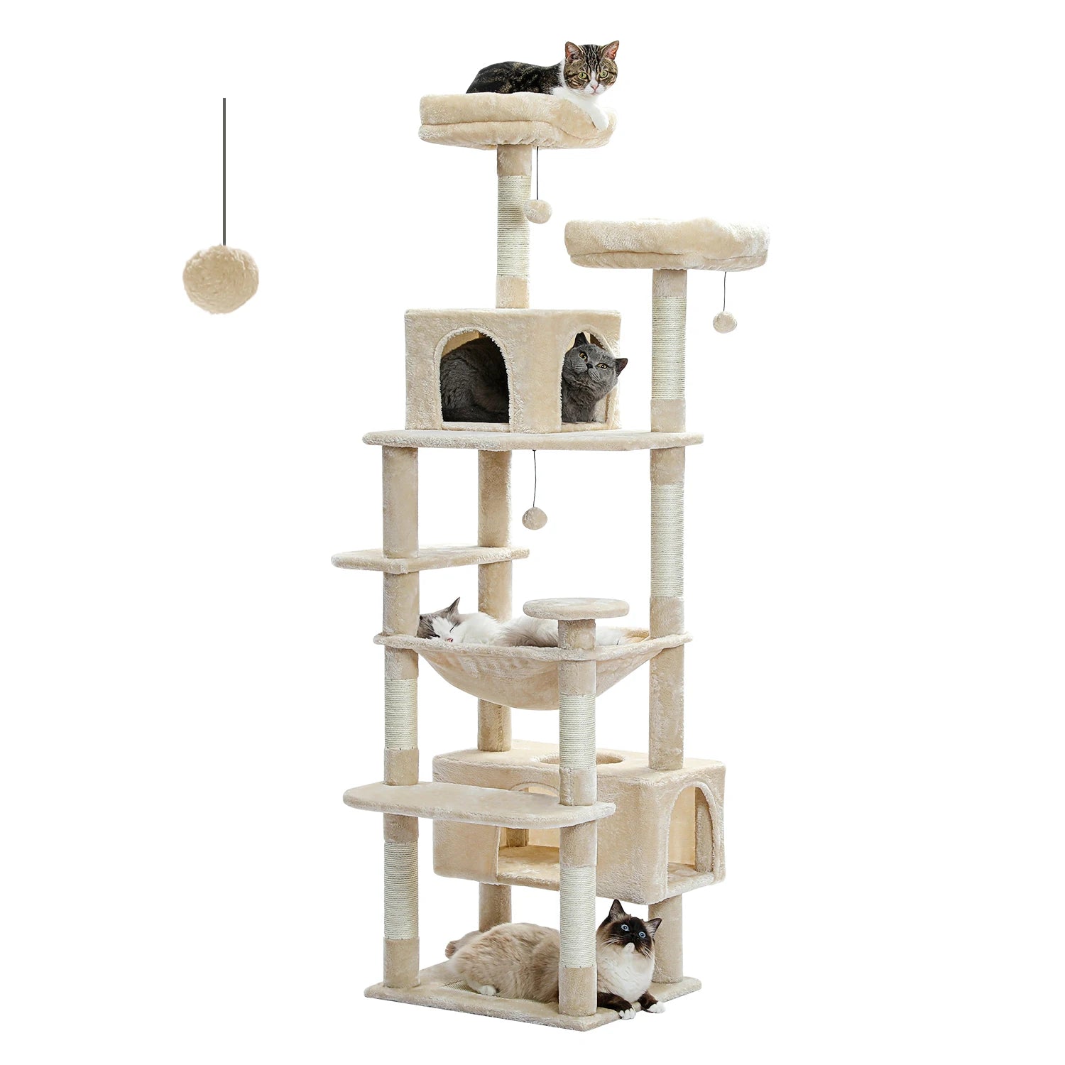 Large Cat Tree and Tower for Indoor Cats With Sisal-Covered Scratching Posts Spacious Hammock Padded Perches and Condos Cat Toys Brinira