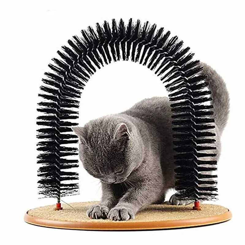 Cat Toy Arch Self Groome Pamper Feline with A Massage Grooming Rubbing Brush with Scratching Pad Toy for Cats Interactive Toys Brinira