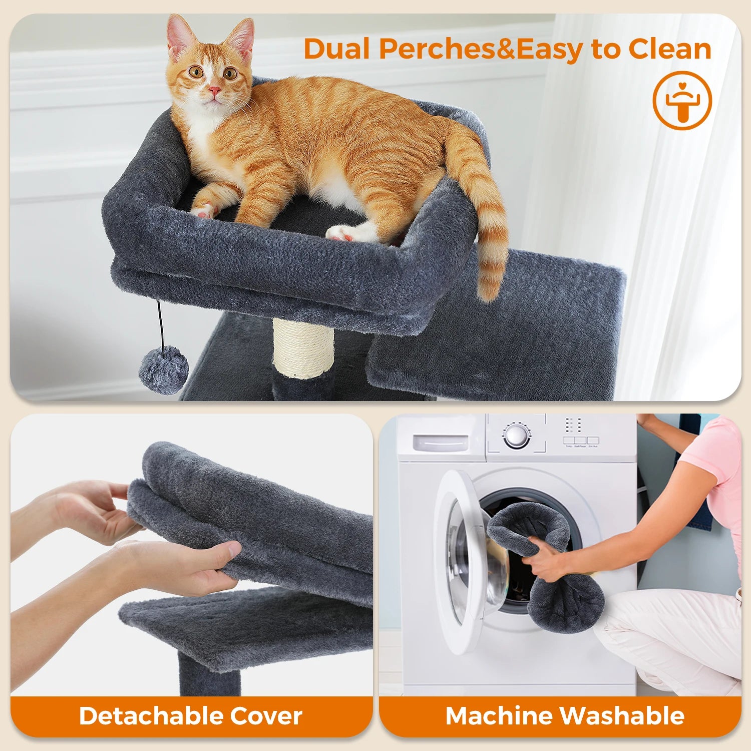 Large Cat Tree and Tower for Indoor Cats With Sisal-Covered Scratching Posts Spacious Hammock Padded Perches and Condos Cat Toys Brinira