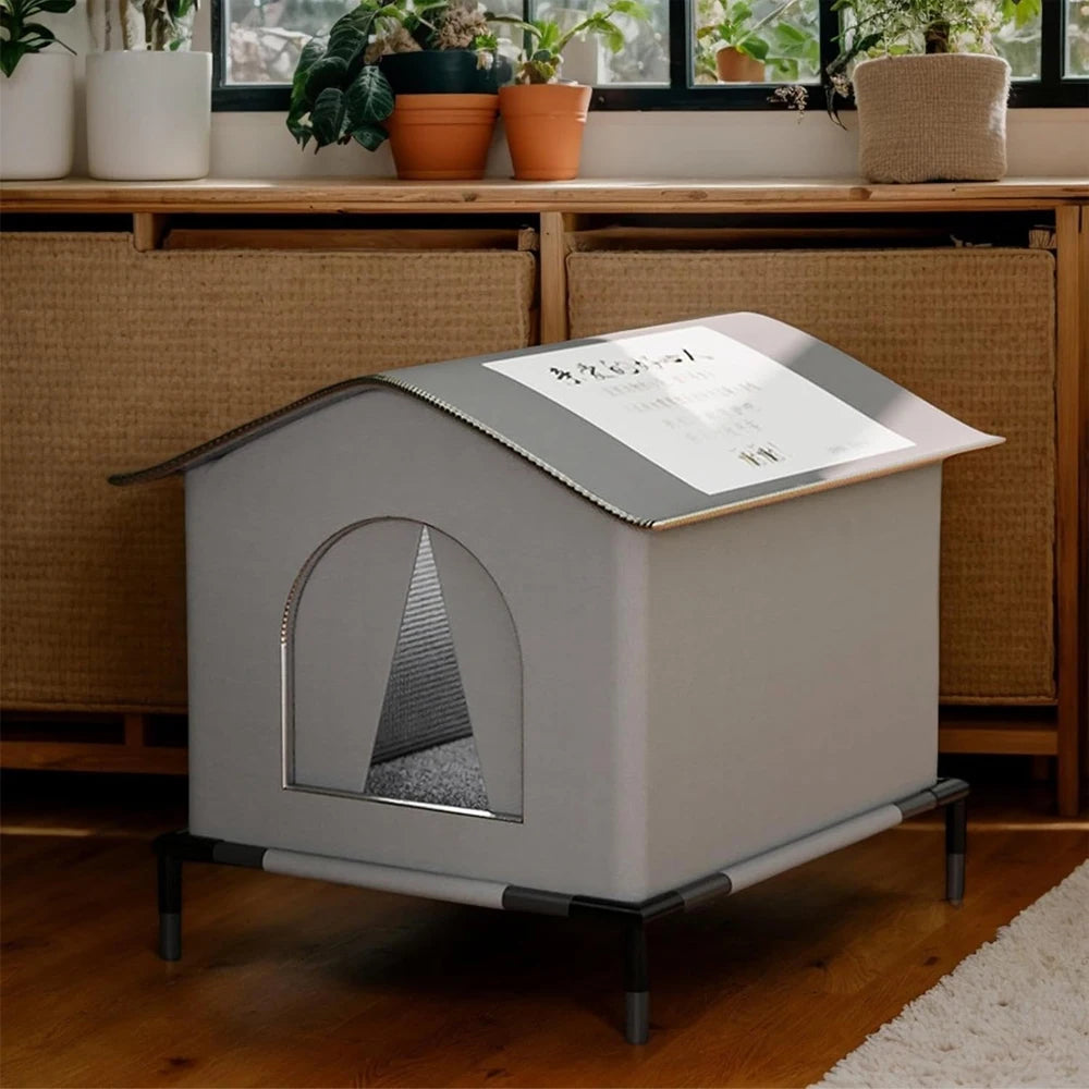 Stray Cat Houses with Mat Waterproof Winter Warm Shelter Foldable Pet Cave Nest Sleeping Beds for Outdoor Cats Small Dog Puppies Brinira