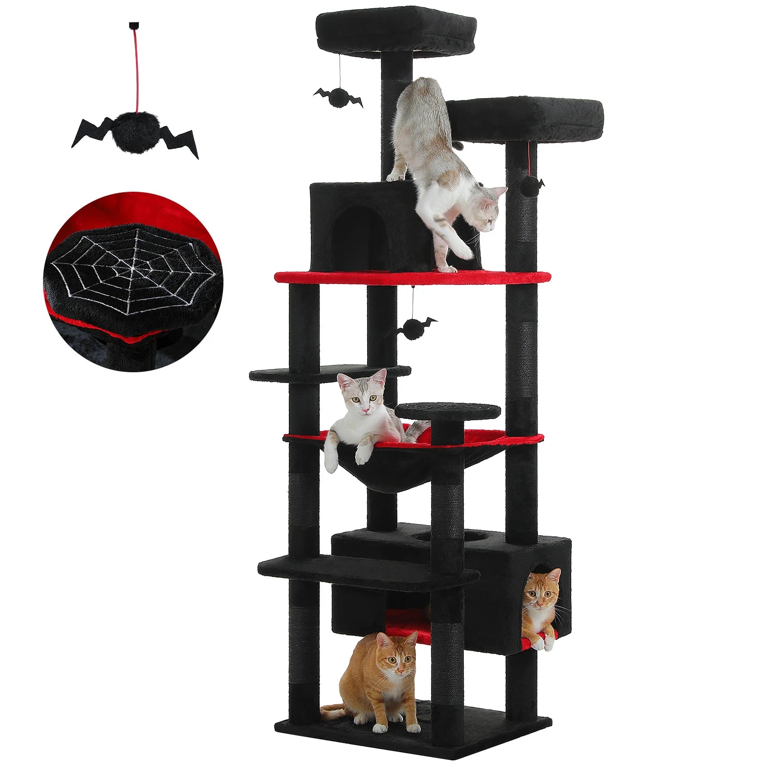 Large Cat Tree and Tower for Indoor Cats With Sisal-Covered Scratching Posts Spacious Hammock Padded Perches and Condos Cat Toys Brinira