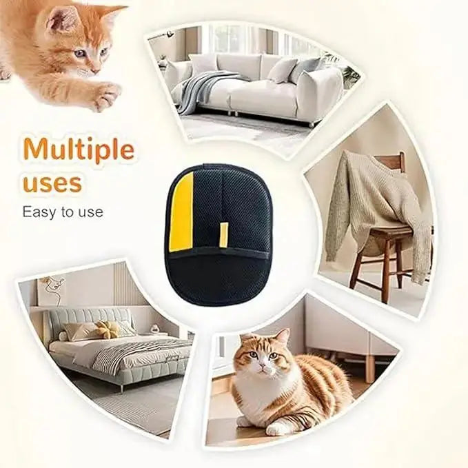 Pet Hair Remover Gloves Electrostatic for Cats Dogs, Reusable Washable Grooming Glove with 2-in-1 Lint Roller Brush - Safe Non-T Brinira