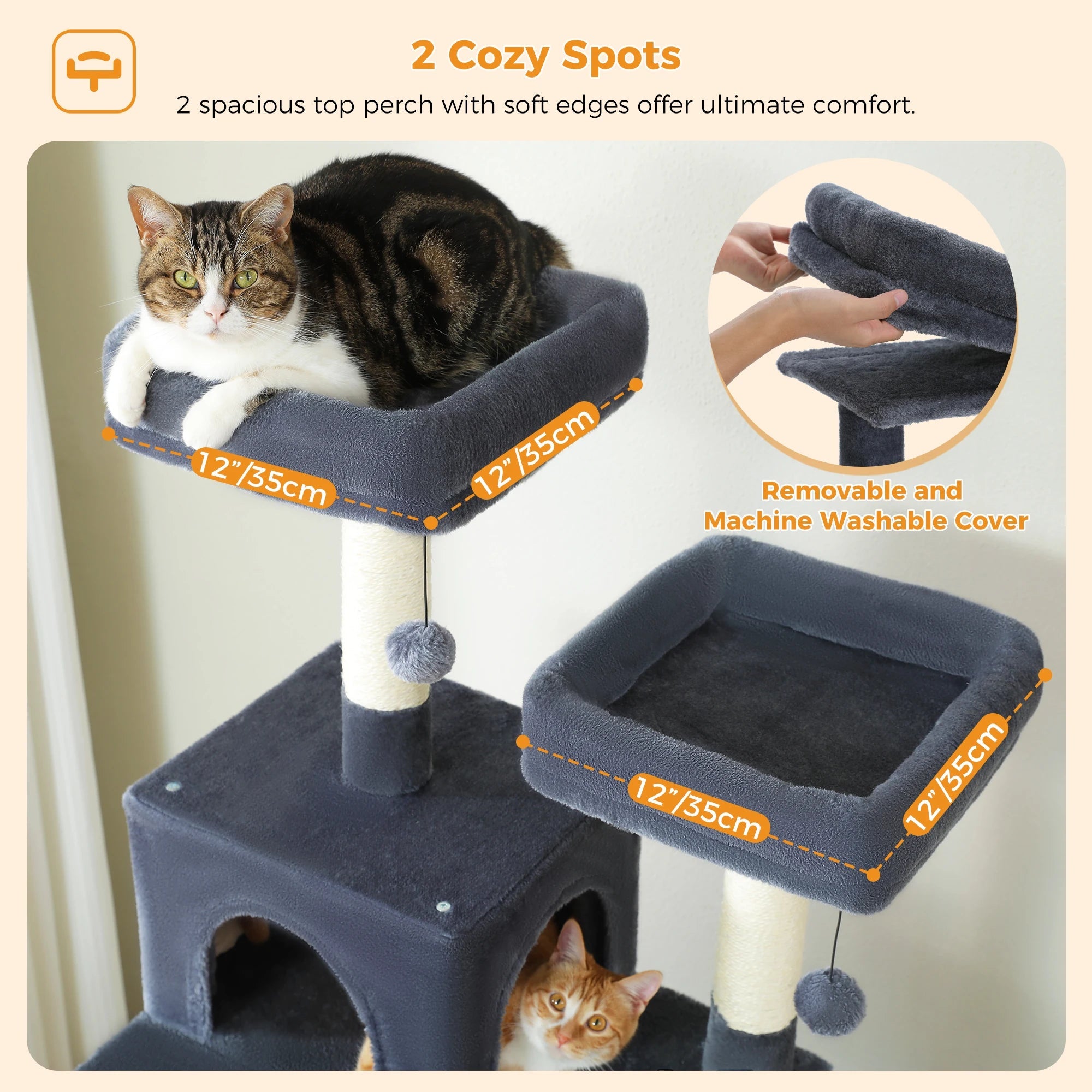 Large Cat Tree and Tower for Indoor Cats With Sisal-Covered Scratching Posts Spacious Hammock Padded Perches and Condos Cat Toys Brinira