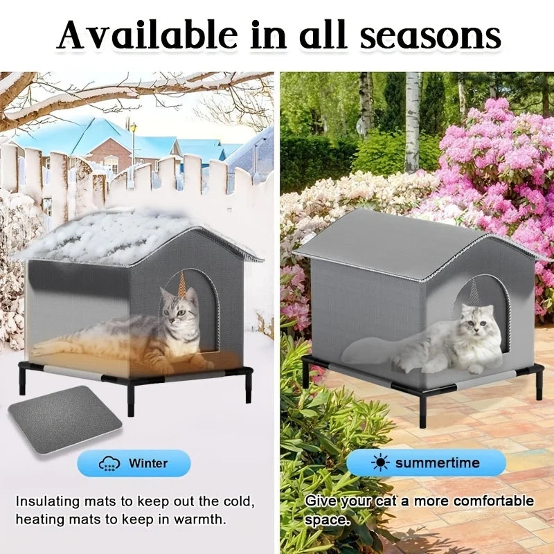Stray Cat Houses with Mat Waterproof Winter Warm Shelter Foldable Pet Cave Nest Sleeping Beds for Outdoor Cats Small Dog Puppies Brinira