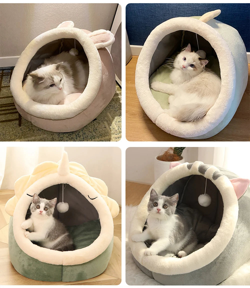 Deep Sleep Cat Bed Cartoon Pet Bed Foldable Removable Washable Pet Sleeping Bed for Small Dog Mat Bag Cave Cats Bed Brinira