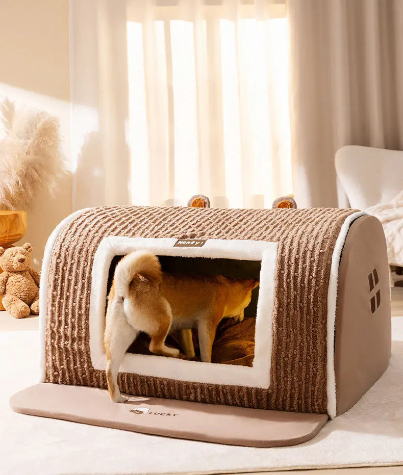 winter Dog Kennel Warm Dog House Mat Detachable Washable Dogs Bed Nest Deep Sleep Tent for Medium Large Dogs House dog Supplies Brinira