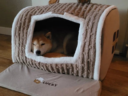 winter Dog Kennel Warm Dog House Mat Detachable Washable Dogs Bed Nest Deep Sleep Tent for Medium Large Dogs House dog Supplies Brinira