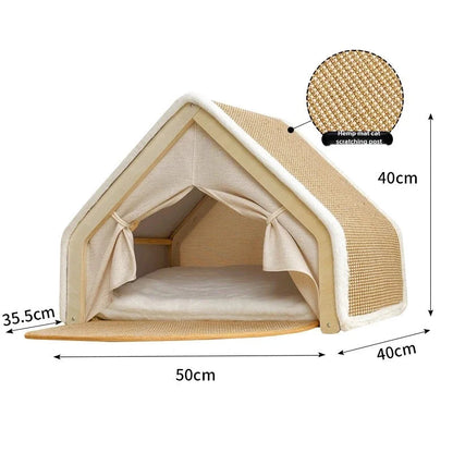 Cat nest Winter warm cat villa Cat house shell semi-enclosed sleeping bag cat scratching board does not drop scraps sisal cat te Brinira
