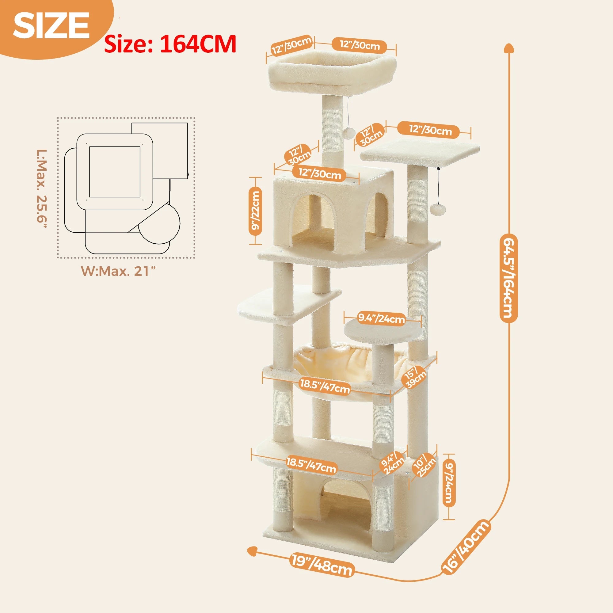 Large Cat Tree and Tower for Indoor Cats With Sisal-Covered Scratching Posts Spacious Hammock Padded Perches and Condos Cat Toys Brinira