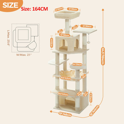 Large Cat Tree and Tower for Indoor Cats With Sisal-Covered Scratching Posts Spacious Hammock Padded Perches and Condos Cat Toys Brinira