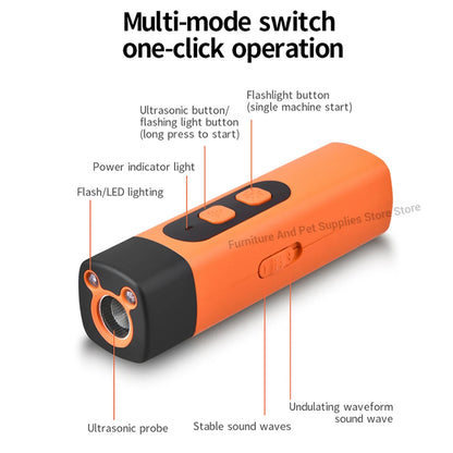 New Pet Dog Repeller Ultrasonic Dog Training Device Rechargeable Anti Dog Bark Stop-Barking Deterrent Device With LED Flashlight Brinira