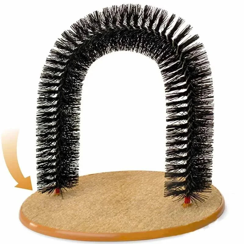 Cat Toy Arch Self Groome Pamper Feline with A Massage Grooming Rubbing Brush with Scratching Pad Toy for Cats Interactive Toys Brinira