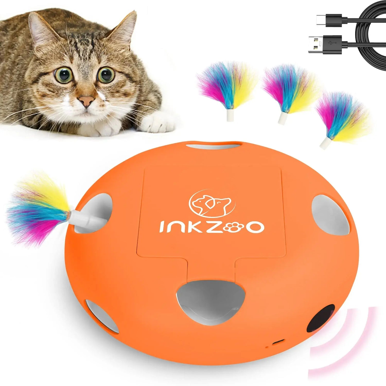 INKZOO Cat Toys, Interactive Cat Toys for Indoor Cats,  Smart Interactive Kitten Toy, Automatic 7 Holes Mice Whack-A-Mole Brinira