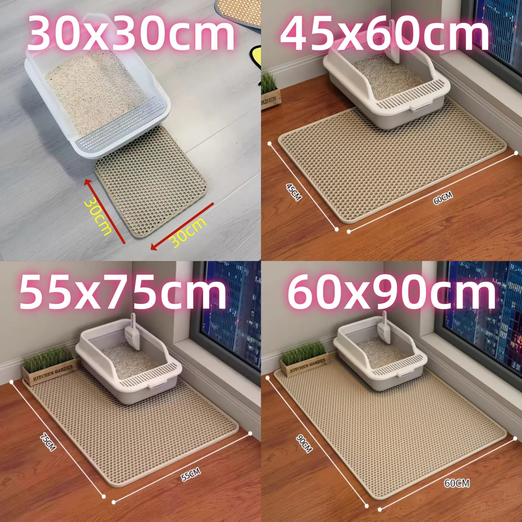 Extra Large Cat Litter Mat Heavy Duty Waterproof 2 Layer Non Slip Washable Pet Floor Protector Litter Box Sand Stopper Brinira
