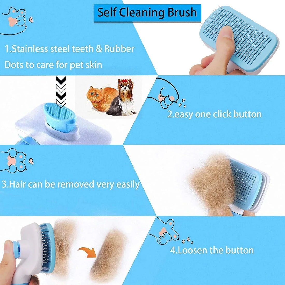Dog Hair Remover Brush Cat Dog Hair Grooming And Care Comb For Long Hair Dog Pet Removes Hairs Cleaning Bath Brush Dog Supplies Brinira