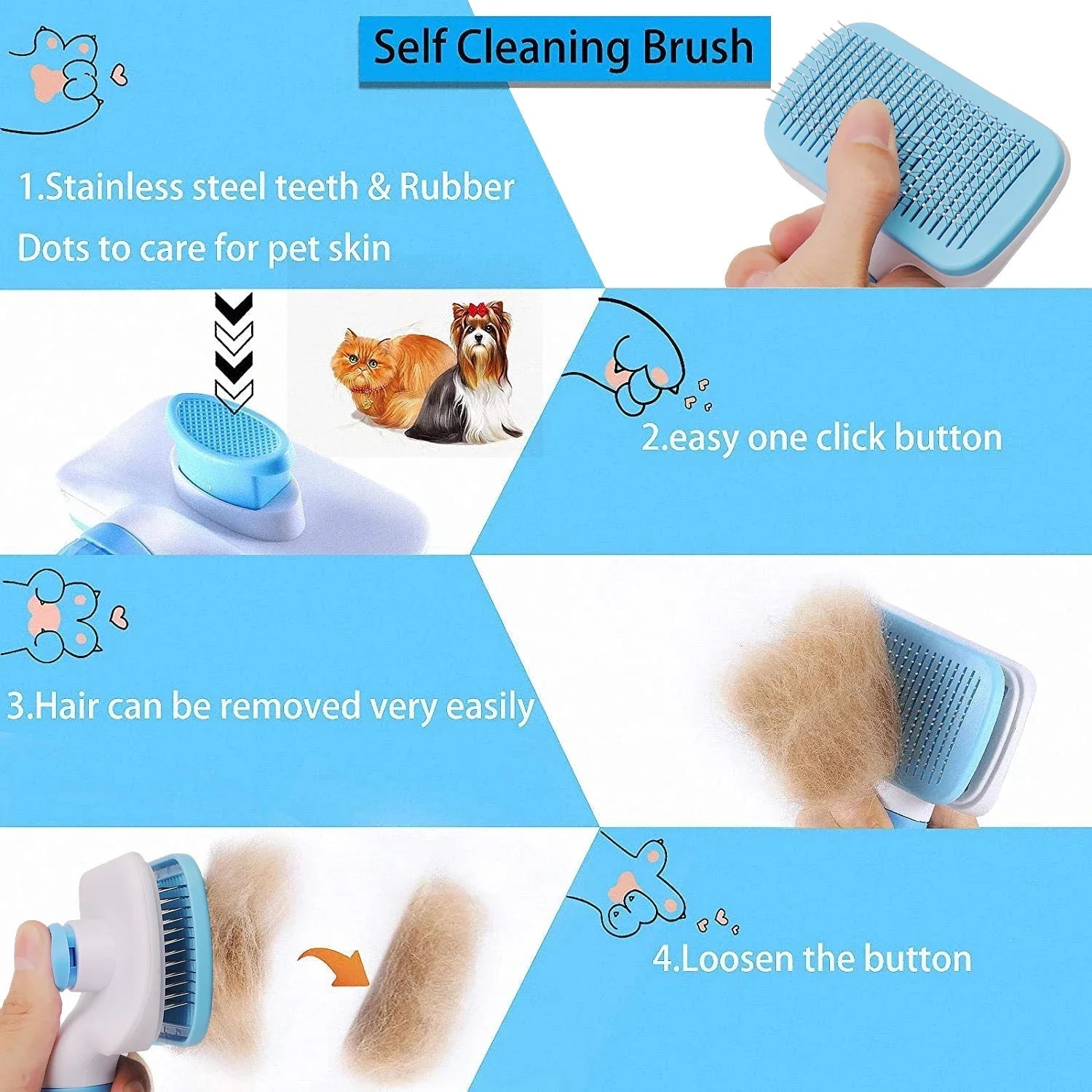 Dog Hair Remover Brush Cat Dog Hair Grooming And Care Comb For Long Hair Dog Pet Removes Hairs Cleaning Bath Brush Dog Supplies Brinira