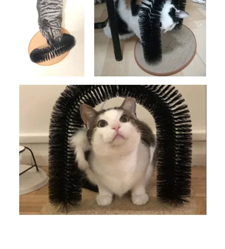 Cat Toy Arch Self Groome Pamper Feline with A Massage Grooming Rubbing Brush with Scratching Pad Toy for Cats Interactive Toys Brinira