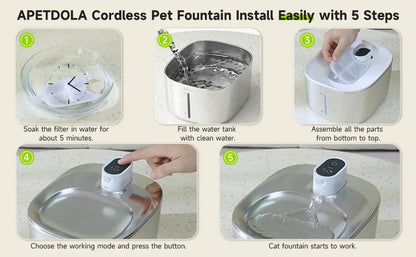 APETDOLA 4L Wireless Cat Water Fountain Auto Sensor Drinking Fountain For Cats Dog Drinker Pet Water Dispenser Accessories Brinira