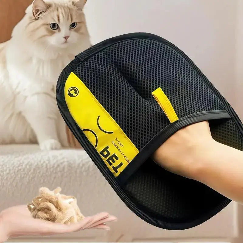 Pet Hair Remover Gloves Electrostatic for Cats Dogs, Reusable Washable Grooming Glove with 2-in-1 Lint Roller Brush - Safe Non-T Brinira