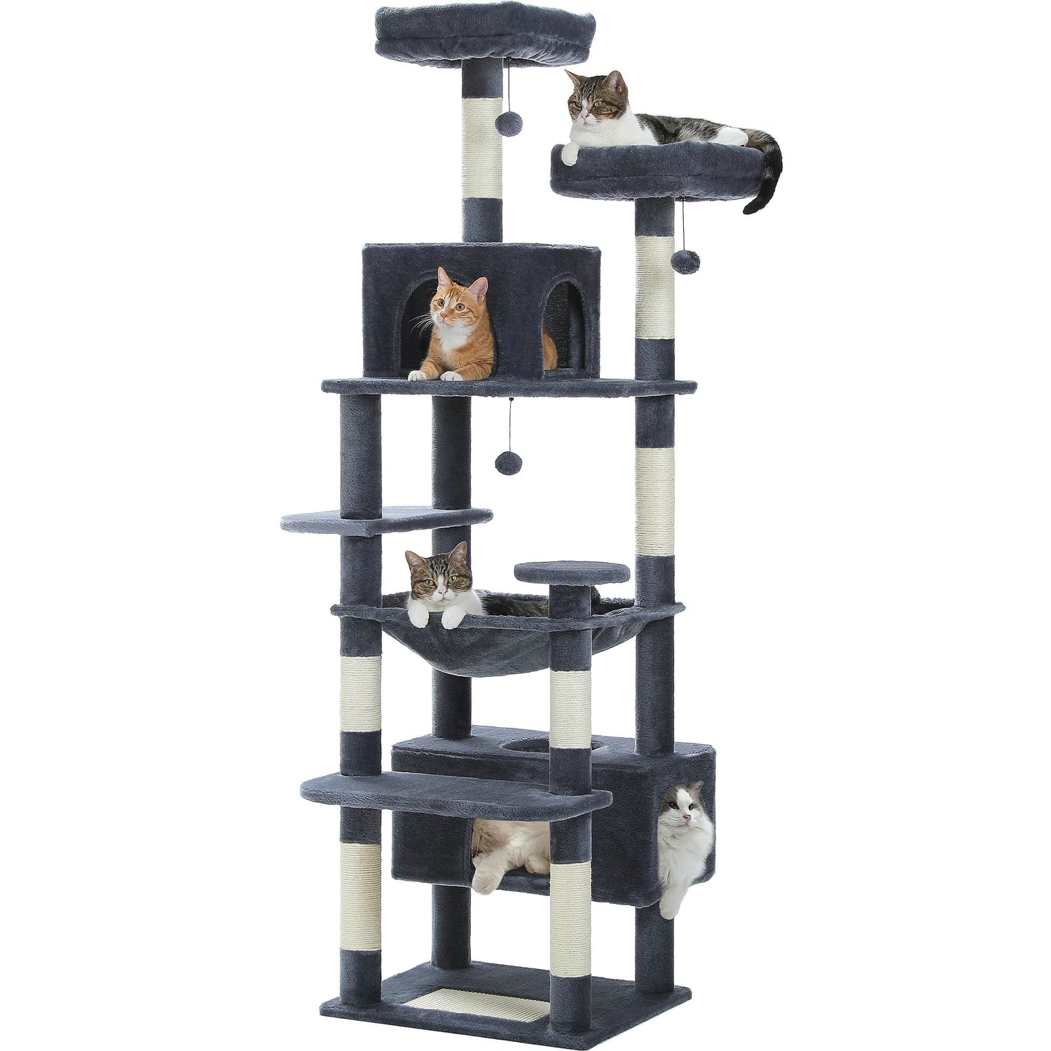 Large Cat Tree and Tower for Indoor Cats With Sisal-Covered Scratching Posts Spacious Hammock Padded Perches and Condos Cat Toys Brinira