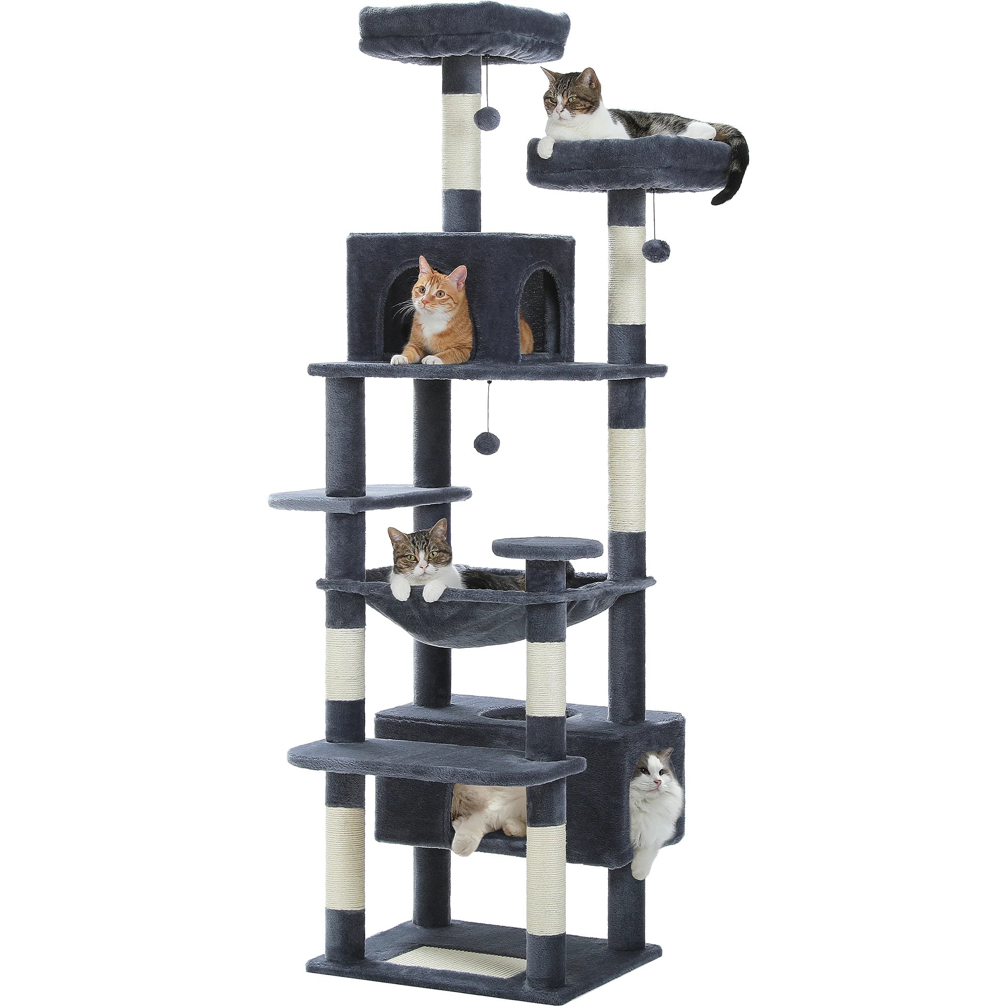 Large Cat Tree and Tower for Indoor Cats With Sisal-Covered Scratching Posts Spacious Hammock Padded Perches and Condos Cat Toys Brinira