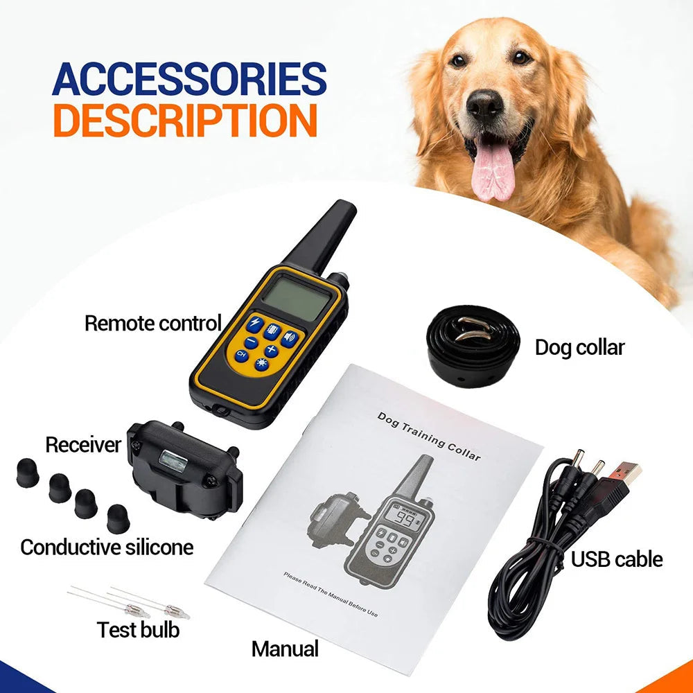 800m Digital Dog Training Collar Waterproof Rechargeable Remote Control Pet with LCD Display for All Size Shock Vibration Sound Brinira