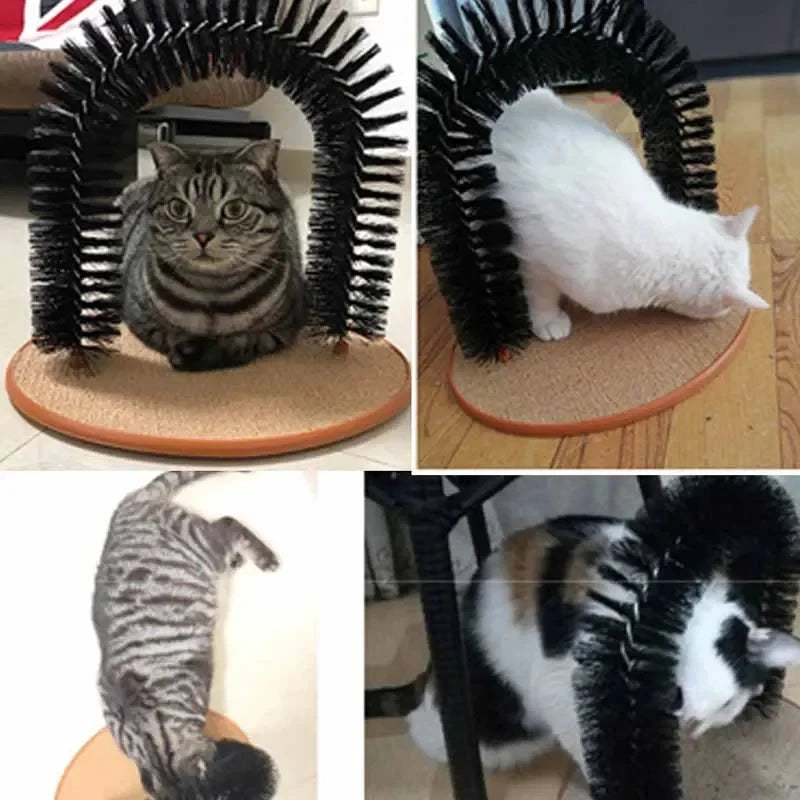 Cat Toy Arch Self Groome Pamper Feline with A Massage Grooming Rubbing Brush with Scratching Pad Toy for Cats Interactive Toys Brinira