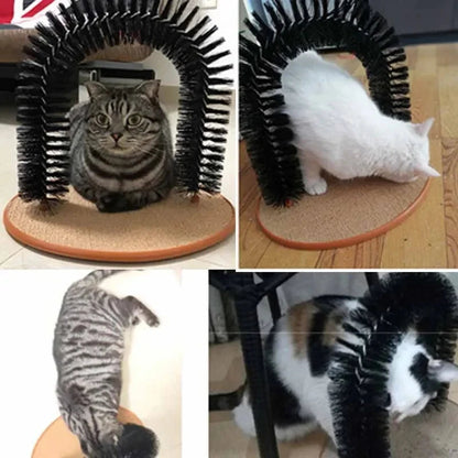 Cat Toy Arch Self Groome Pamper Feline with A Massage Grooming Rubbing Brush with Scratching Pad Toy for Cats Interactive Toys Brinira
