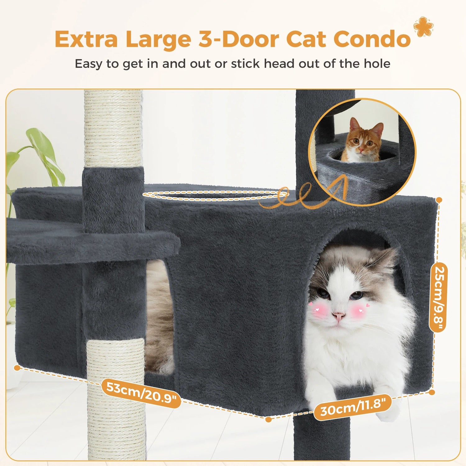 Large Cat Tree and Tower for Indoor Cats With Sisal-Covered Scratching Posts Spacious Hammock Padded Perches and Condos Cat Toys Brinira