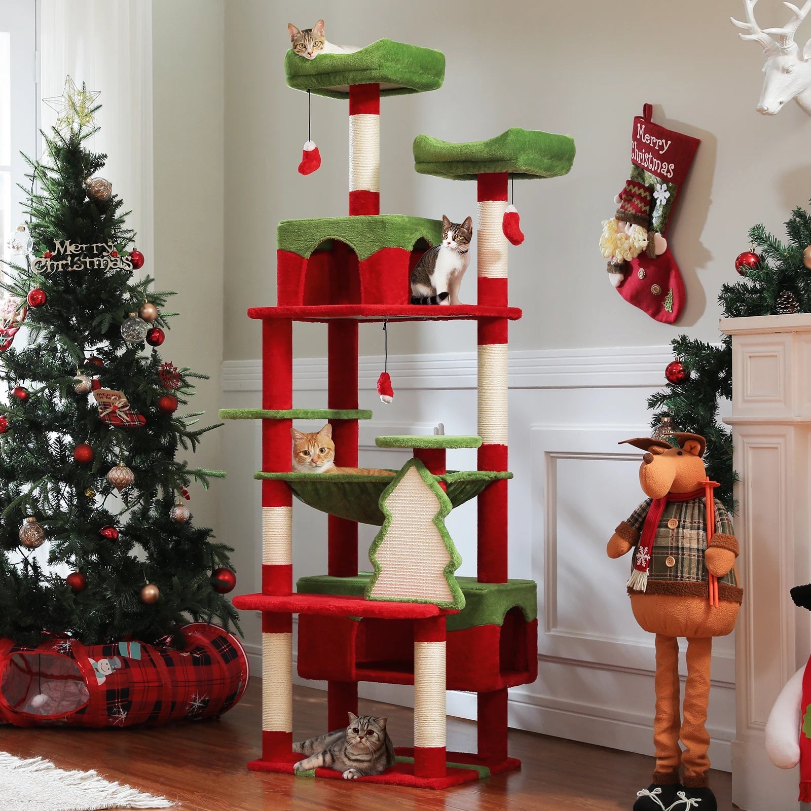 Large Cat Tree and Tower for Indoor Cats With Sisal-Covered Scratching Posts Spacious Hammock Padded Perches and Condos Cat Toys Brinira