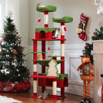 Large Cat Tree and Tower for Indoor Cats With Sisal-Covered Scratching Posts Spacious Hammock Padded Perches and Condos Cat Toys Brinira