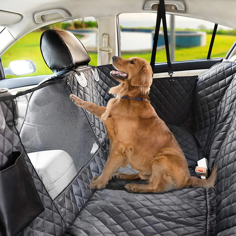 1PC Winter Dog Seat Cover for Back Seat, Waterproof with Mesh Window, Scratch Prevent Anti-slip Dog Car Hammock, Standard Brinira