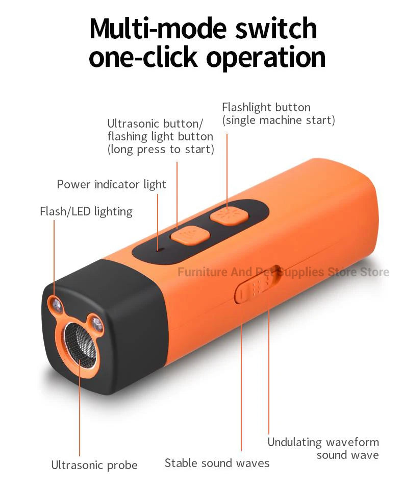 New Pet Dog Repeller Ultrasonic Dog Training Device Rechargeable Anti Dog Bark Stop-Barking Deterrent Device With LED Flashlight Brinira