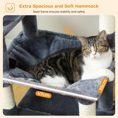 Large Cat Tree and Tower for Indoor Cats With Sisal-Covered Scratching Posts Spacious Hammock Padded Perches and Condos Cat Toys Brinira