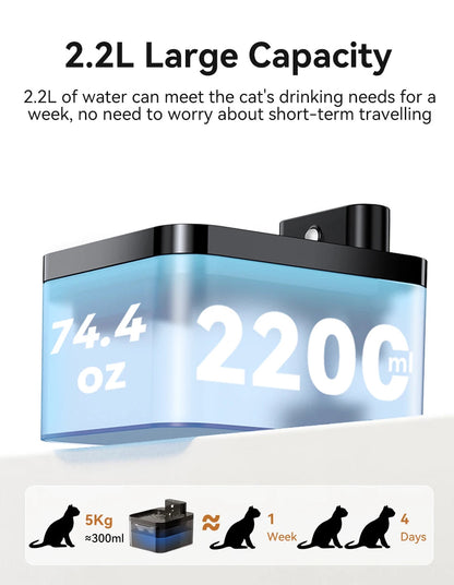 ROJECO Wireless Automatic Cat Water Fountain 2600mAh Pet Water Dispenser For Dog Cat Infrared Sensor Smart Pet Drinkier Fountain Brinira