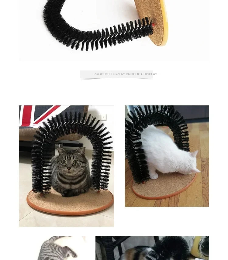 Cat Toy Arch Self Groome Pamper Feline with A Massage Grooming Rubbing Brush with Scratching Pad Toy for Cats Interactive Toys Brinira