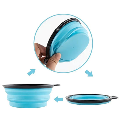 Portable Pet Food Bowl  Durable TPR Bowl  Cat and Dog Food Pet Silicone Collapsible Bowl Portable Travel Outdoor Water Food Bowl Brinira