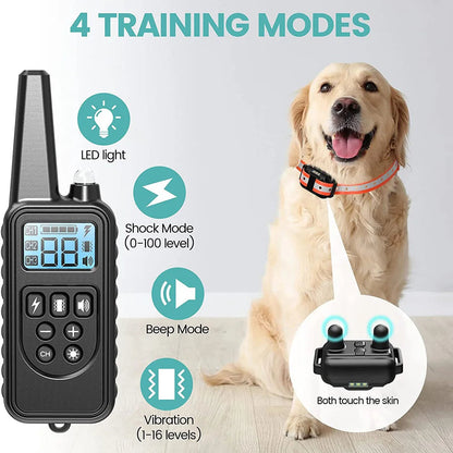 800m Digital Dog Training Collar Waterproof Rechargeable Remote Control Pet with LCD Display for All Size Shock Vibration Sound Brinira