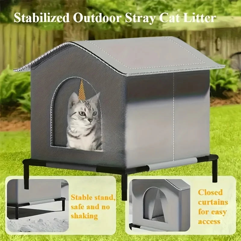 Stray Cat Houses with Mat Waterproof Winter Warm Shelter Foldable Pet Cave Nest Sleeping Beds for Outdoor Cats Small Dog Puppies Brinira