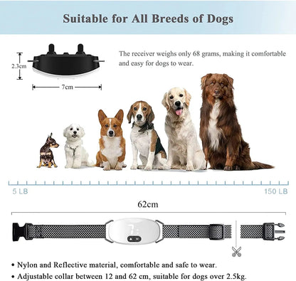 Anti bark dog collar Electric shock Vibration sound with LED for small large dogs no barking training collar dog accessories Brinira